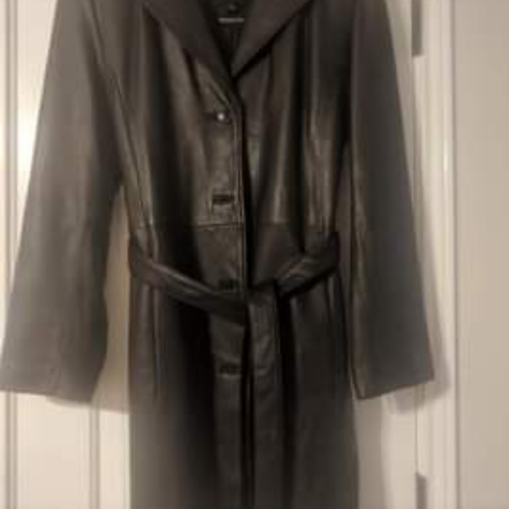Wilson Leather Double-Breasted Belted Leather Trench Coat